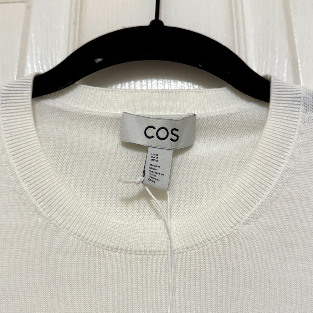 NWT COS Knitted Cotton T-Shirt in Off White - Picture 7 of 11
